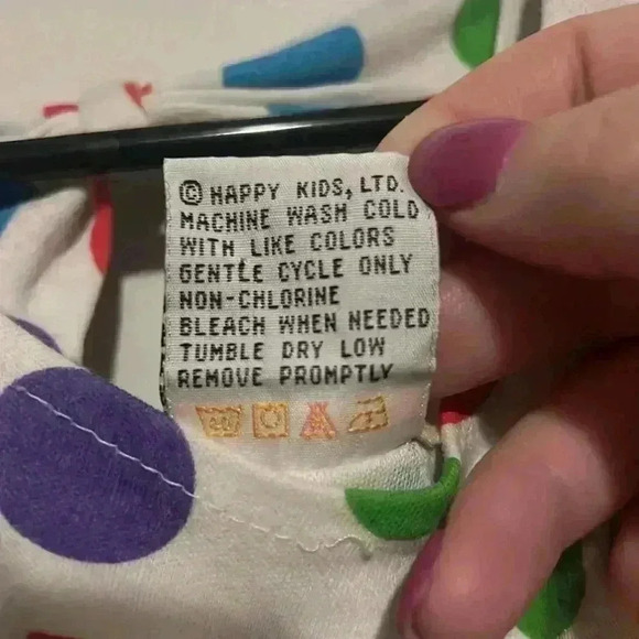 Vintage Happy Kids 3T Jumpsuit w built in skirt polka dot Velcro Bow on back - Picture 6 of 6